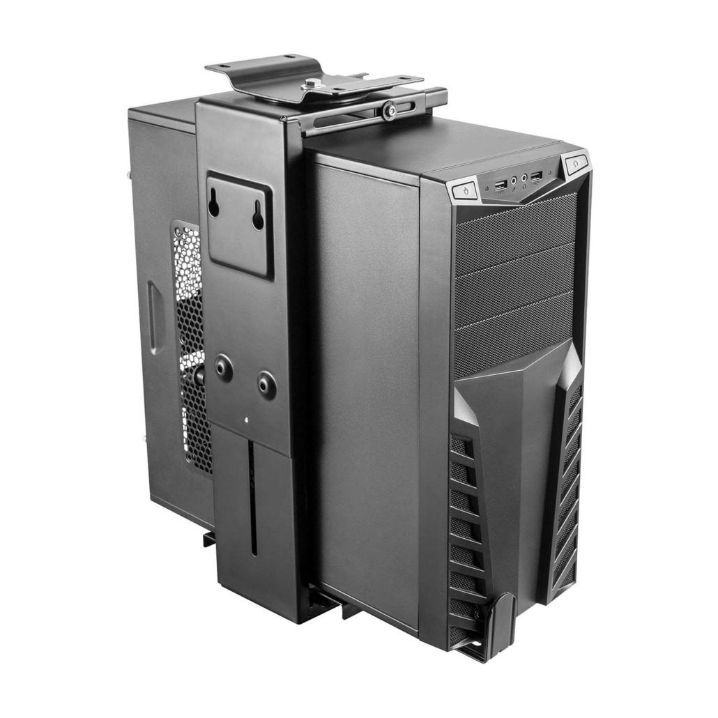 AISENS - SOPORTE GIRATORIO ANTIRROBO Y ALTURA PERSONALIZABLE PARA CPU PARA MONTAJE POR DEBAJO DE ESCRITORIO O A LA PARED