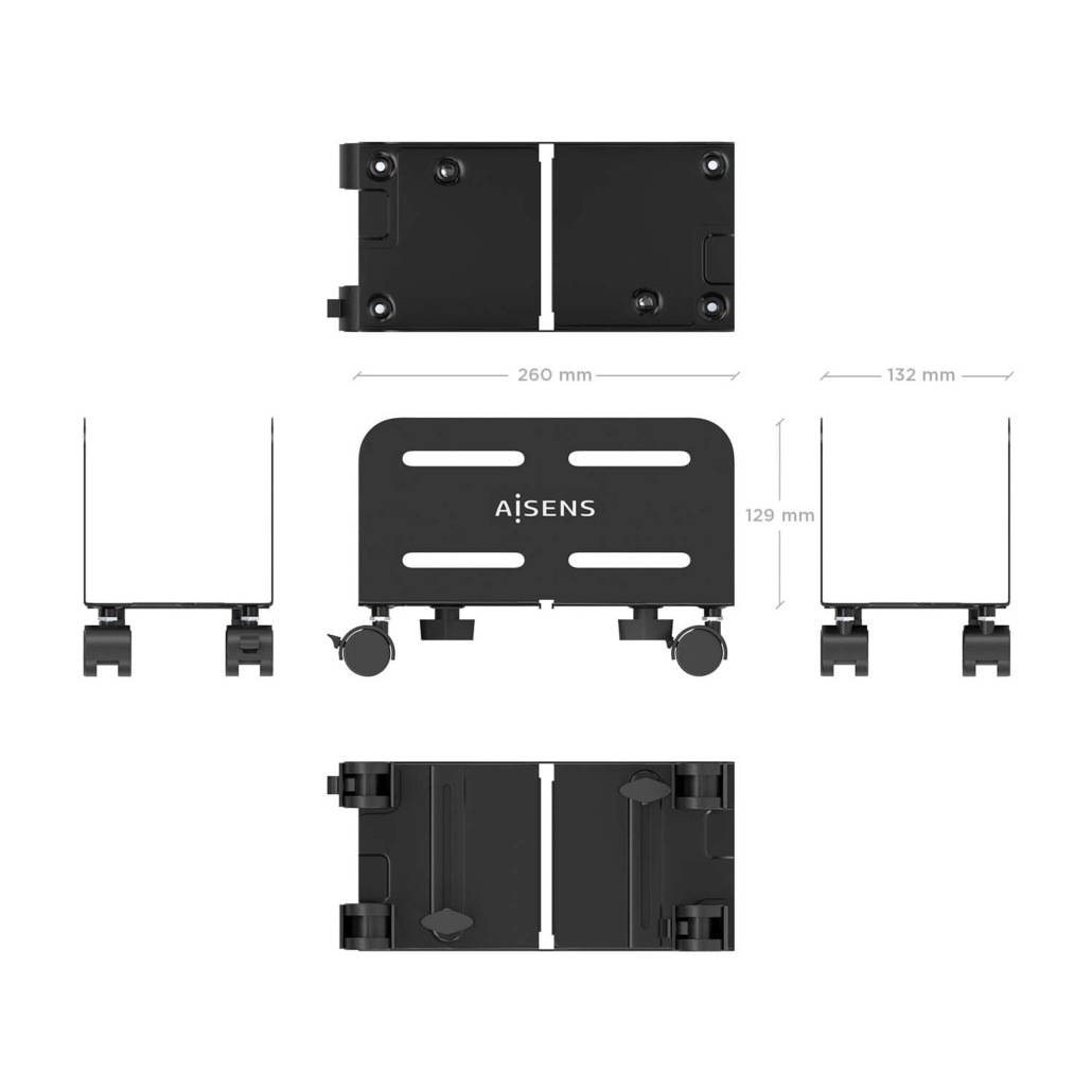 AISENS - SOPORTE METALICO AJUSTABLE DE SUELO PARA CPU, NEGRO