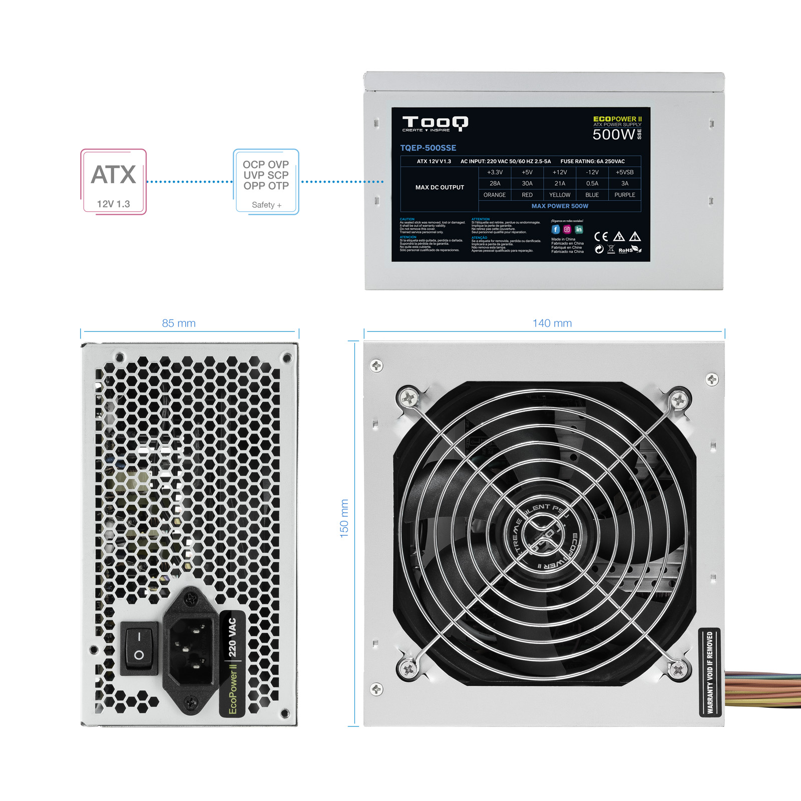 TOOQ FUENTE ALIMENTACION EP-II TQEP-500SSE 500W