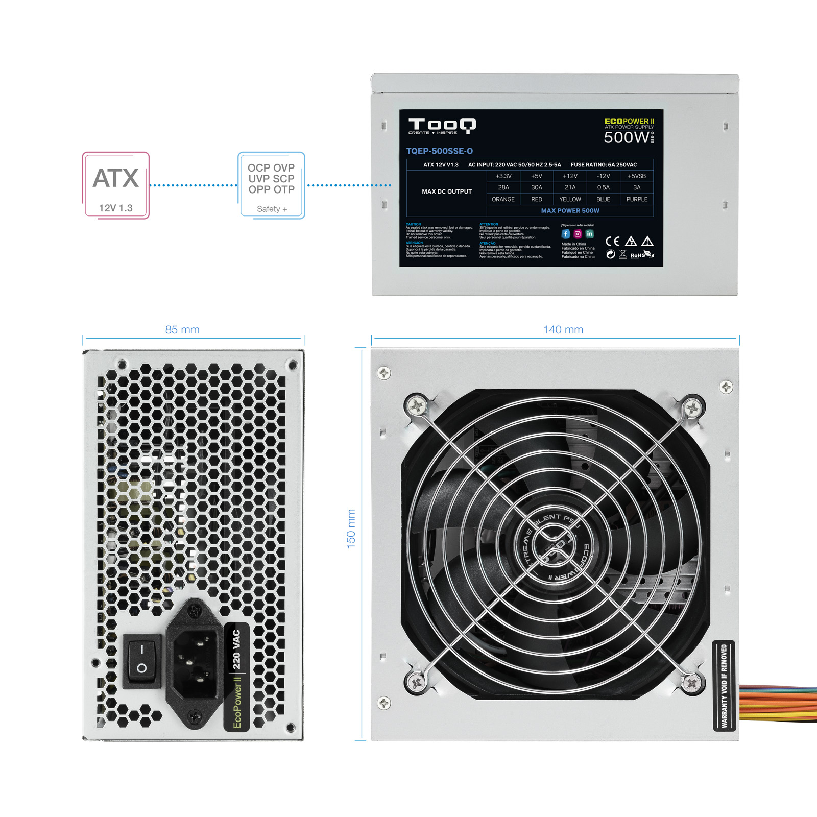 TOOQ FUENTE ALIMENTACION EP-II TQEP-500SSE-O 500W OEM