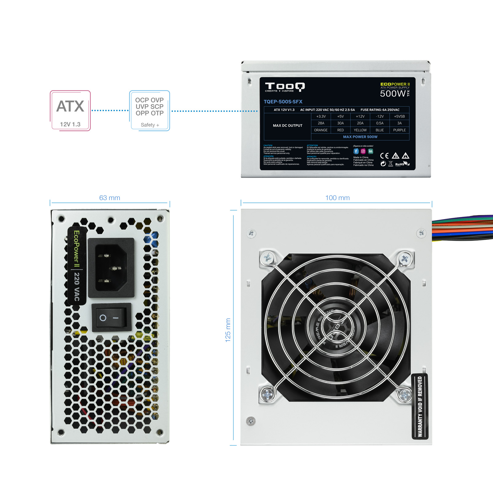 TOOQ FUENTE ALIMENTACION SFX MATX TQEP-500S-SFX 500W