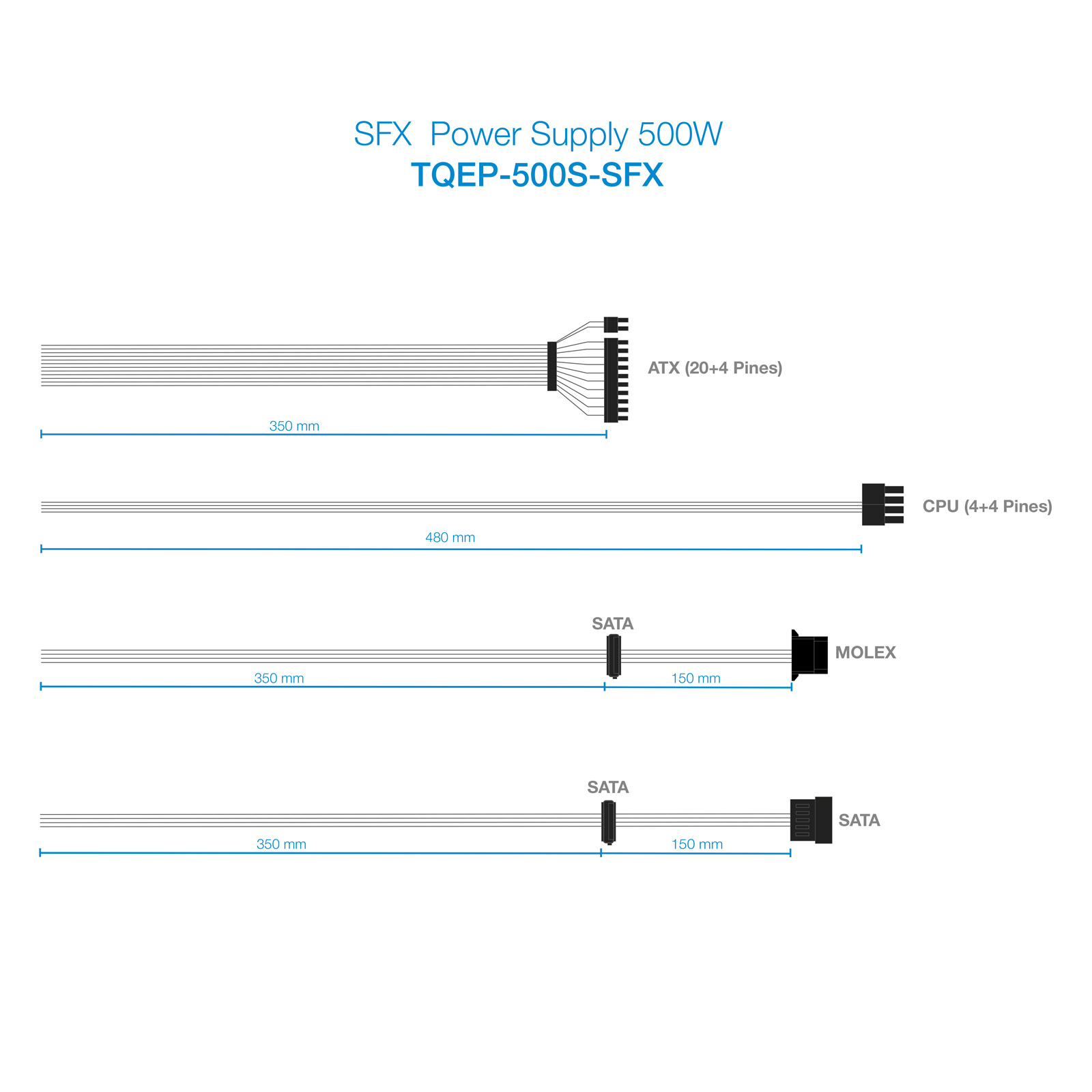 TOOQ FUENTE ALIMENTACION SFX MATX TQEP-500S-SFX 500W