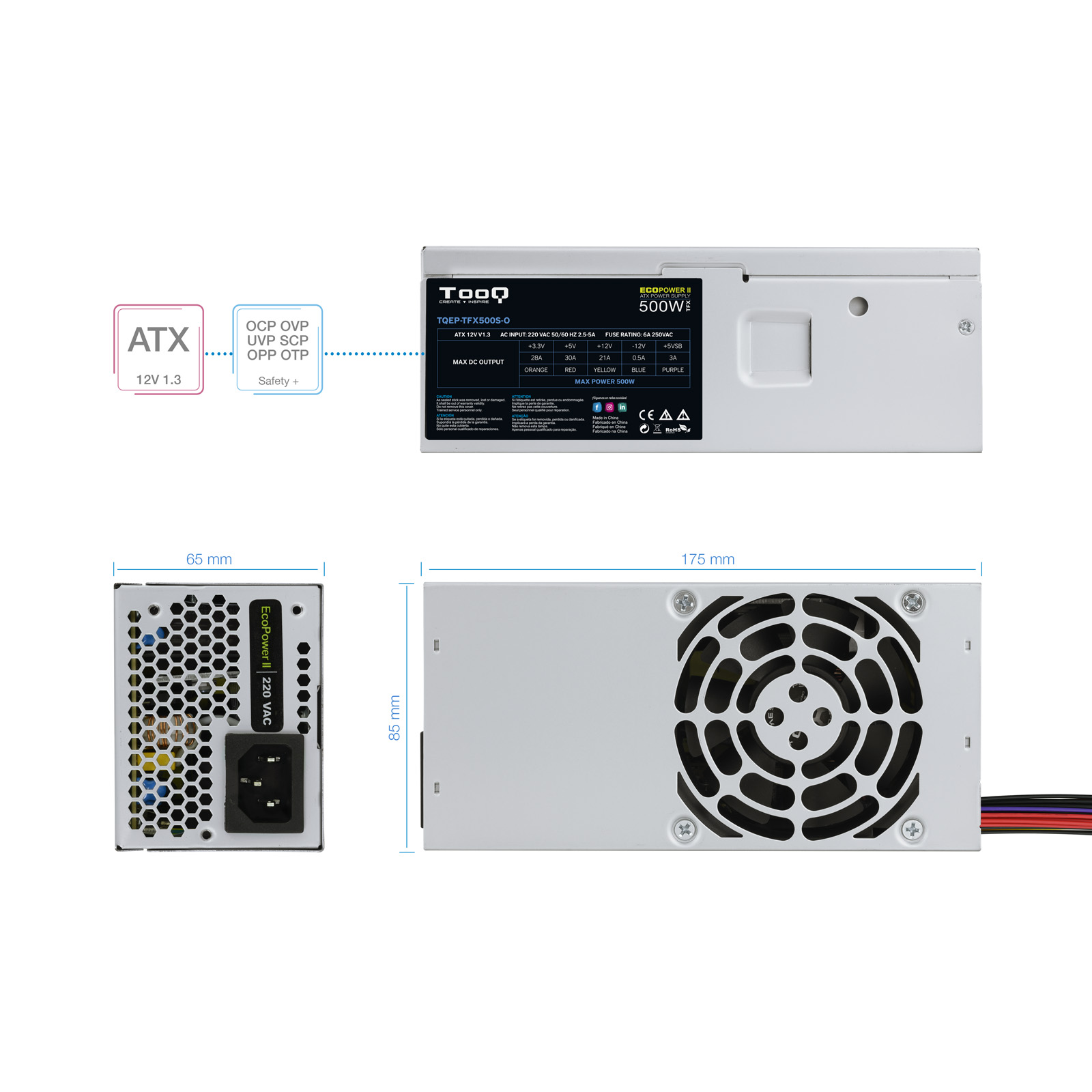TOOQ FUENTE ALIMENTACION TFX TQEP-TFX500S-O 500W
