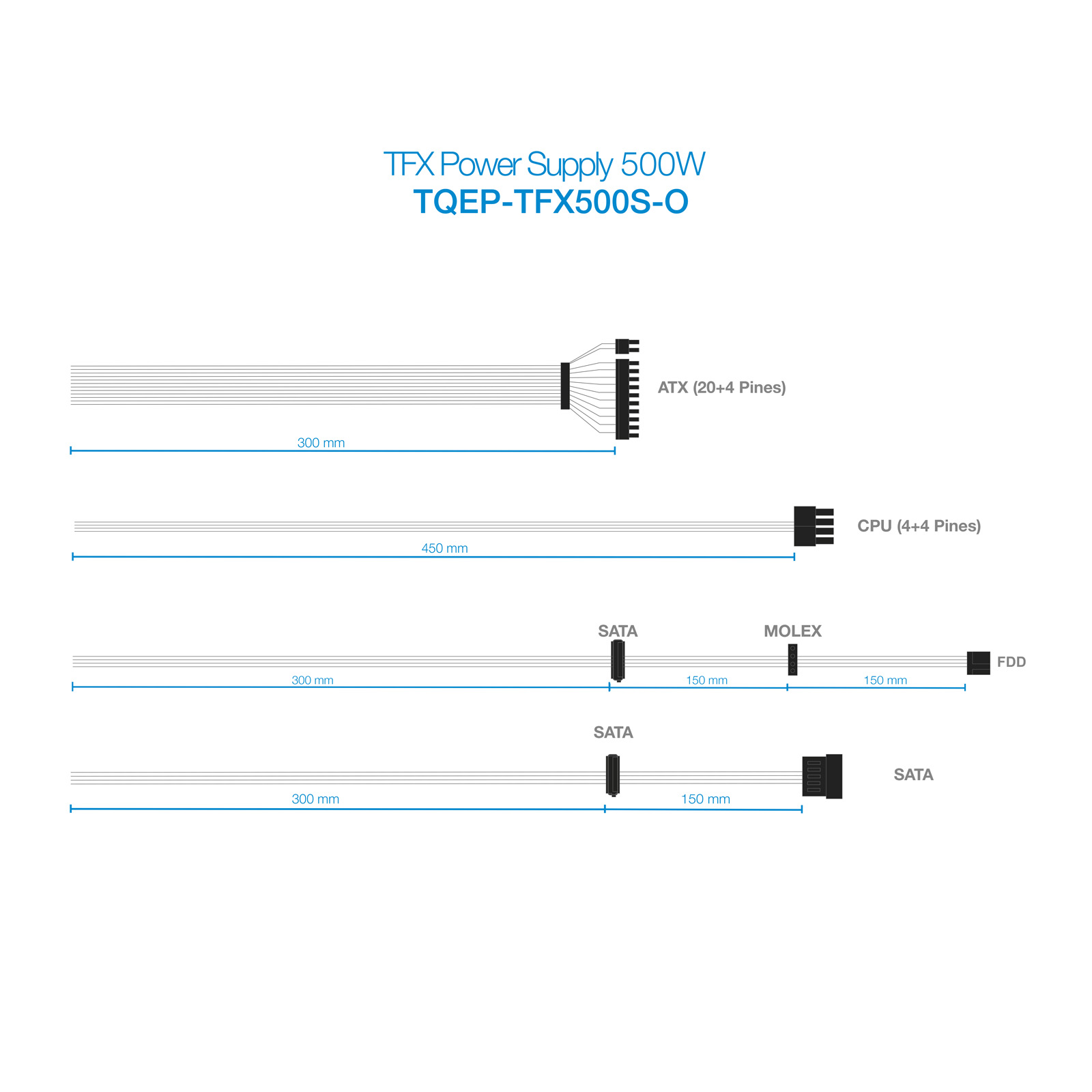 TOOQ FUENTE ALIMENTACION TFX TQEP-TFX500S-O 500W