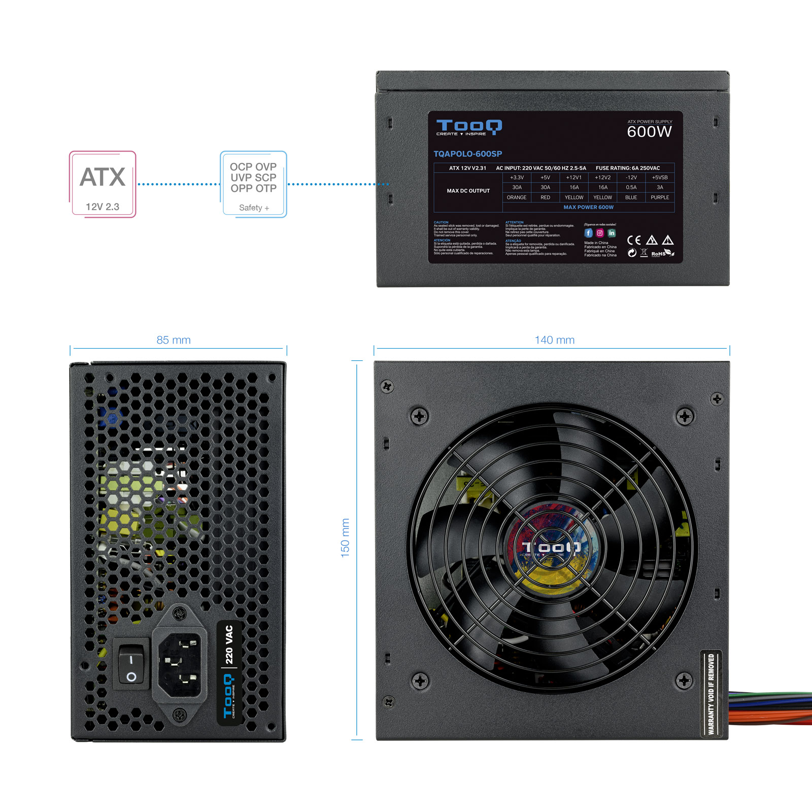 TOOQ FUENTE ALIMENTACION TQAPOLO-600SP 600W