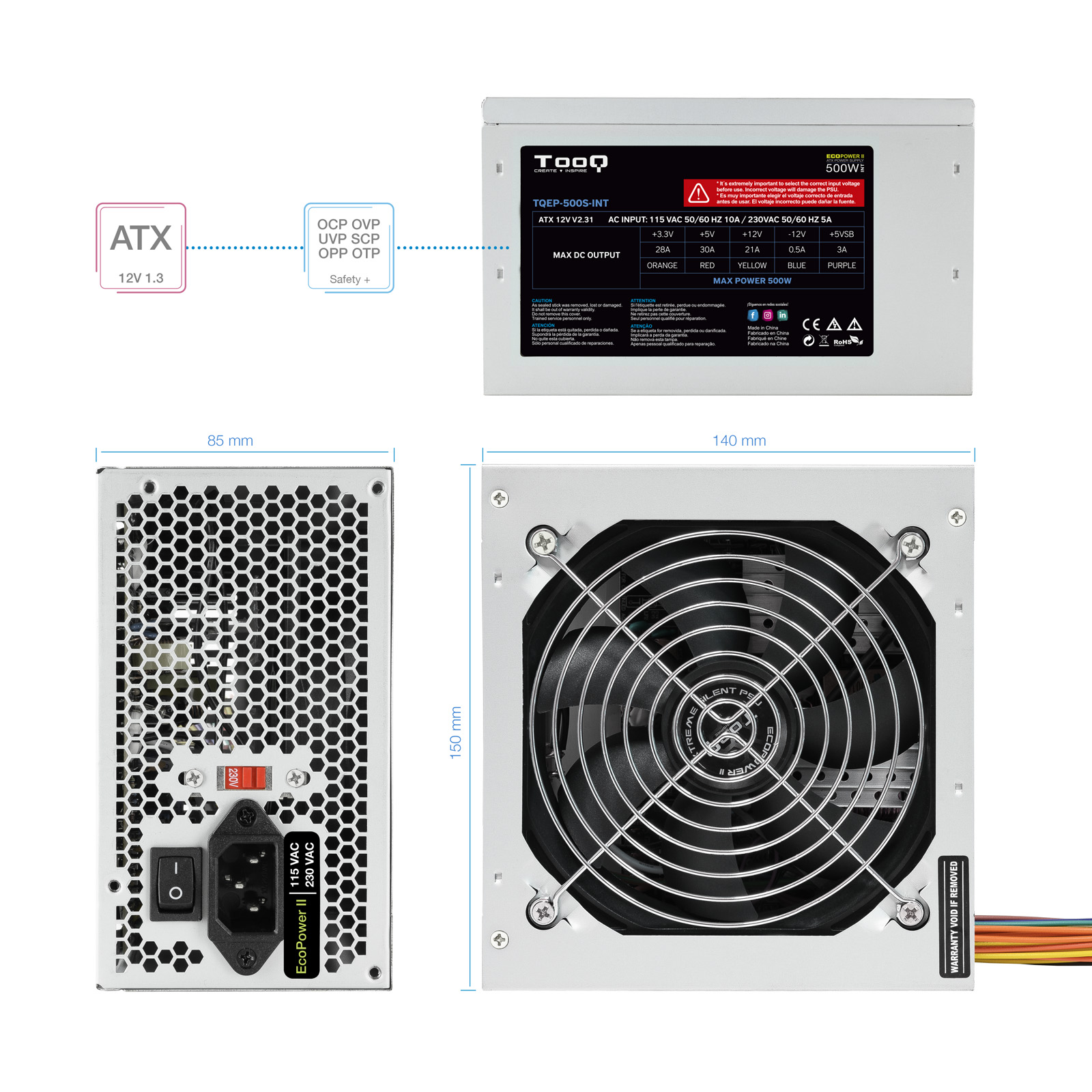 TOOQ FUENTE ALIMENTACION TQEP-500S-INT 500W 110V/240V