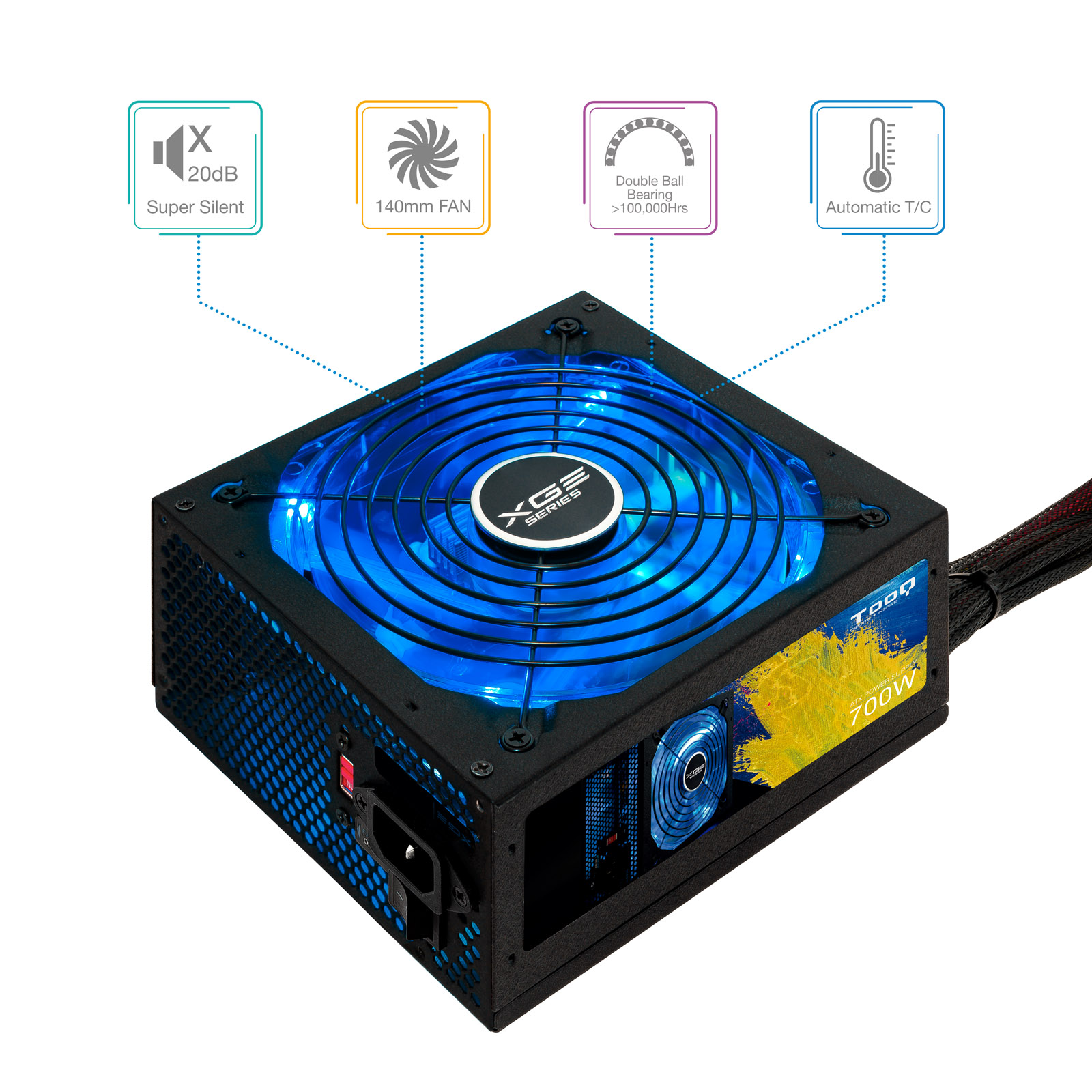 TOOQ FUENTE GAMING 700W ATX12V V2.31 APFC 82+ LED ON/OFF