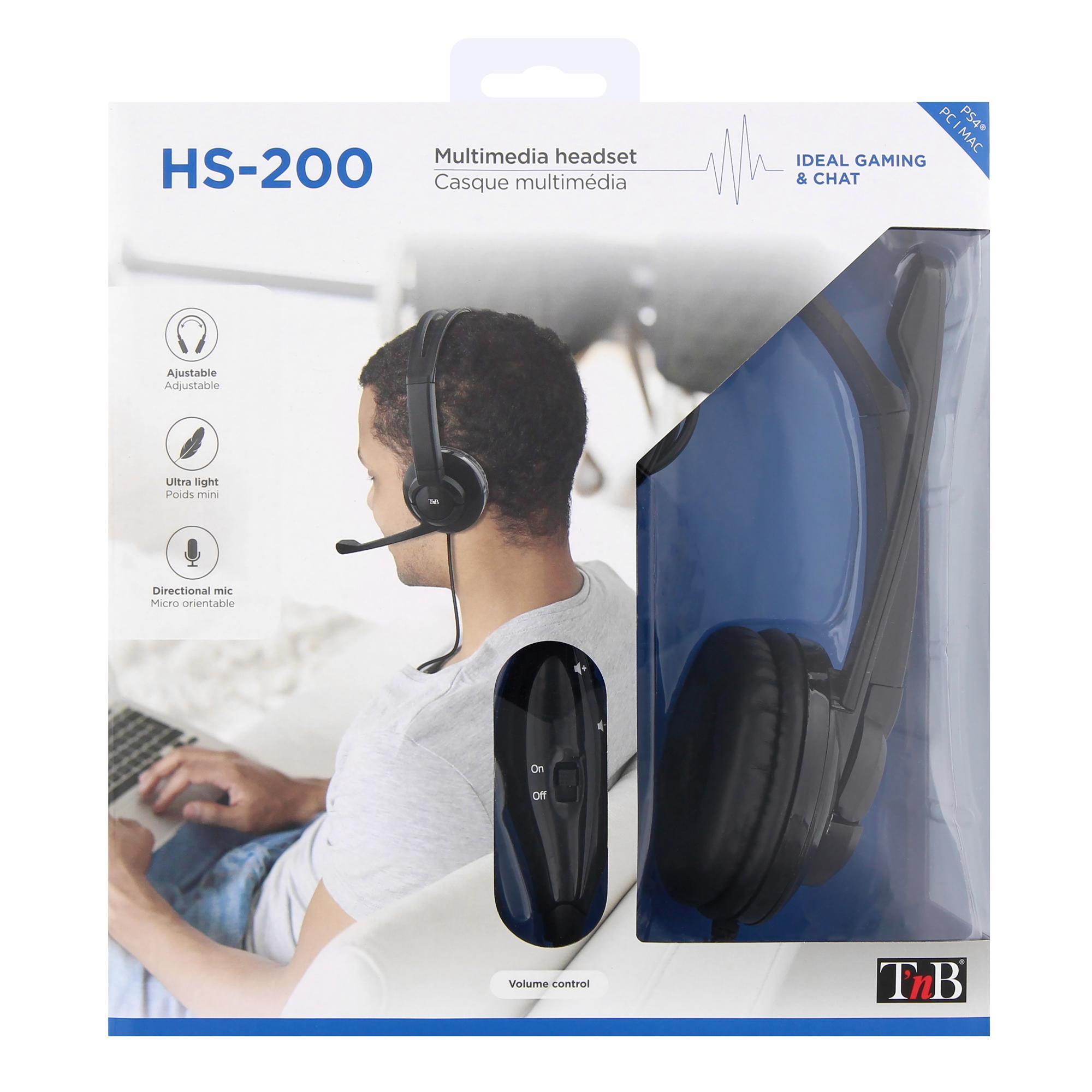 TNB HS-200 - Auricular multimedia ligero con cable - negro
