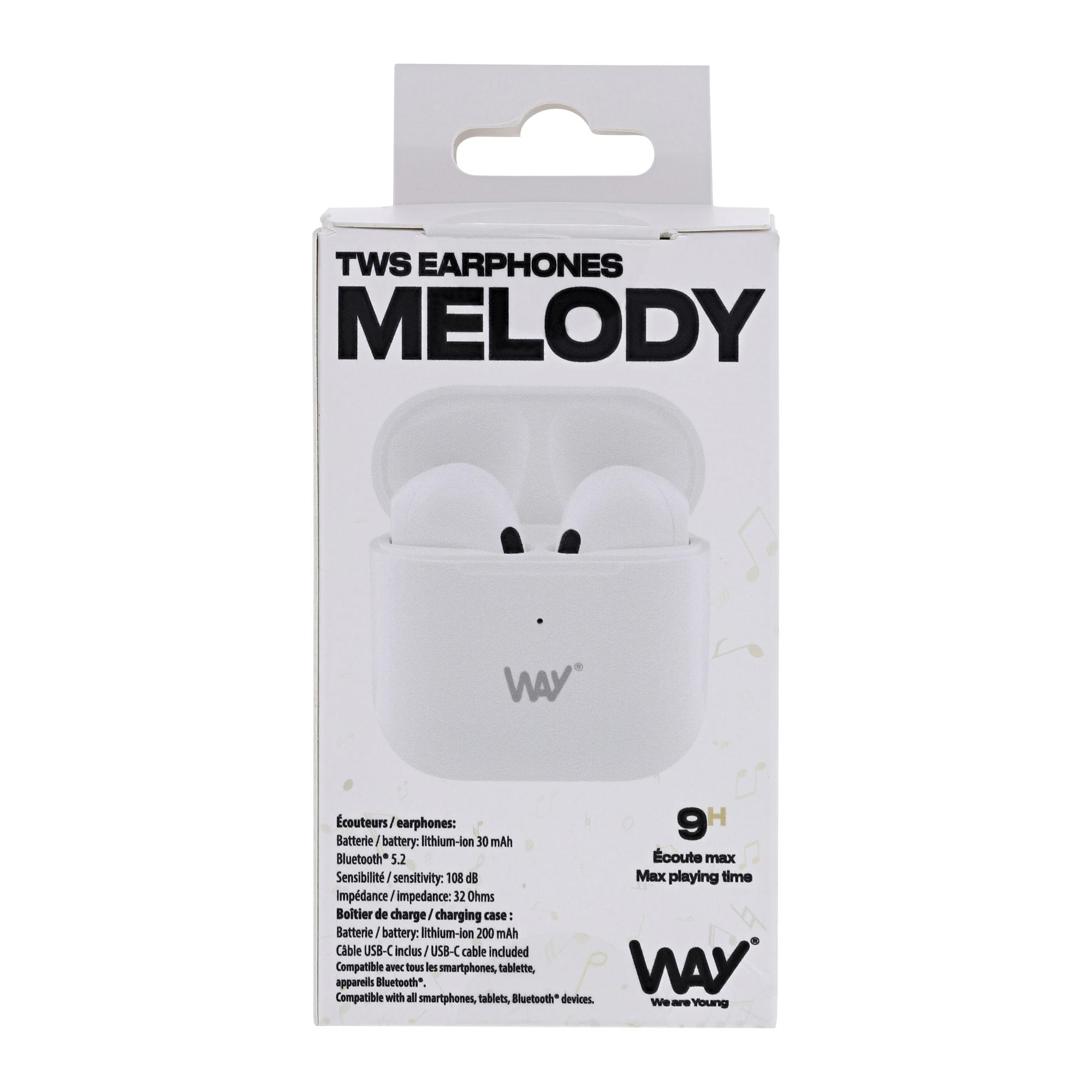 TNB WAY - Auriculares MELODY 2 TWS con estuche de carga - Blanco