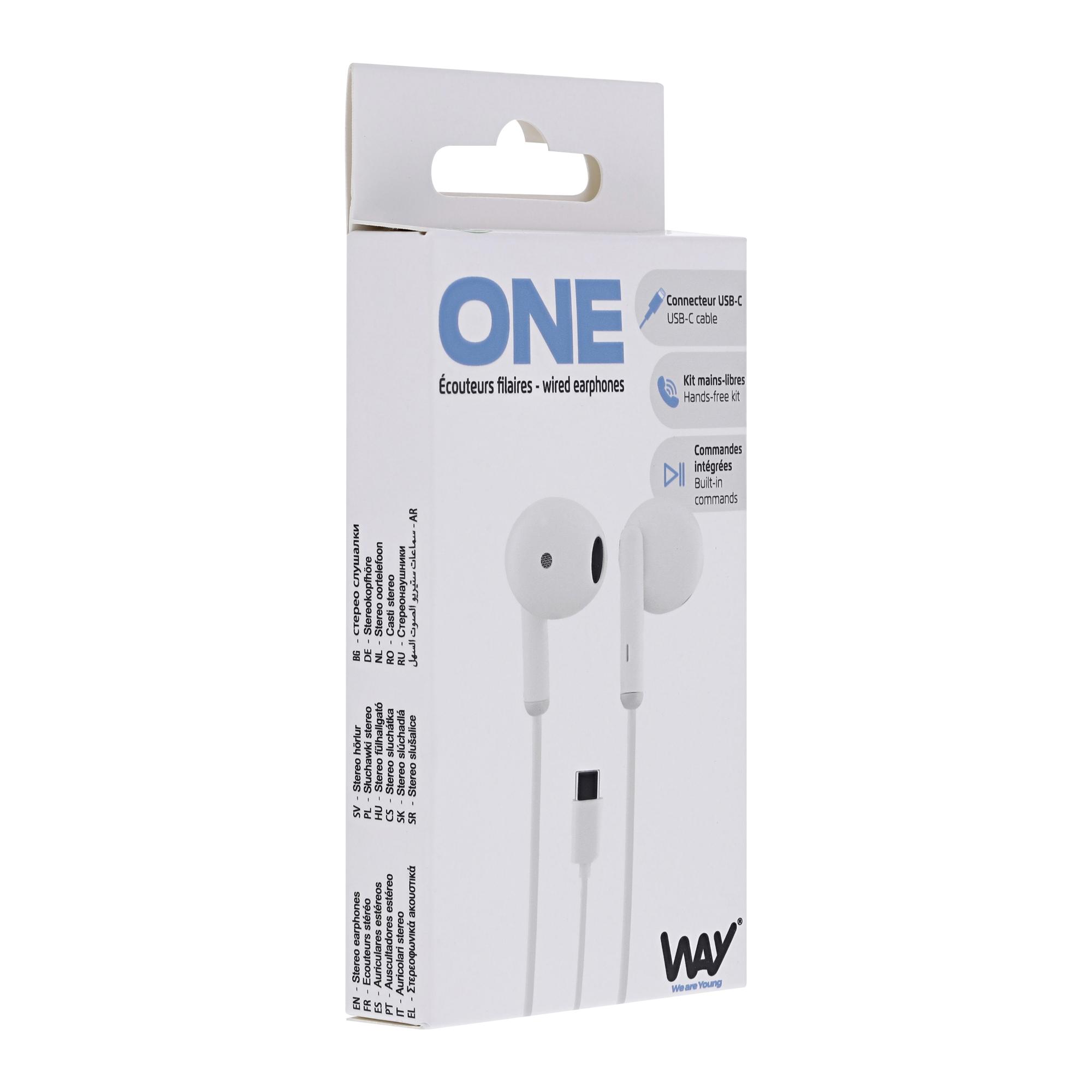 TNB WAY - Auriculares semi internos USB-C - Blanco