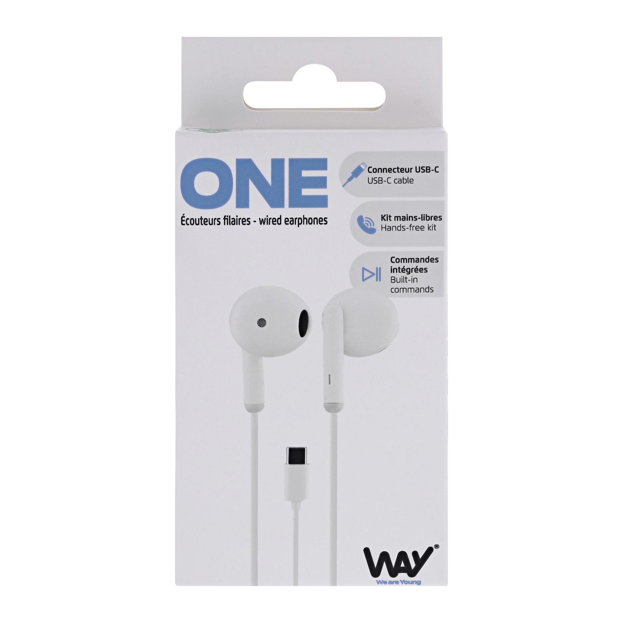TNB WAY - Auriculares semi internos USB-C - Blanco