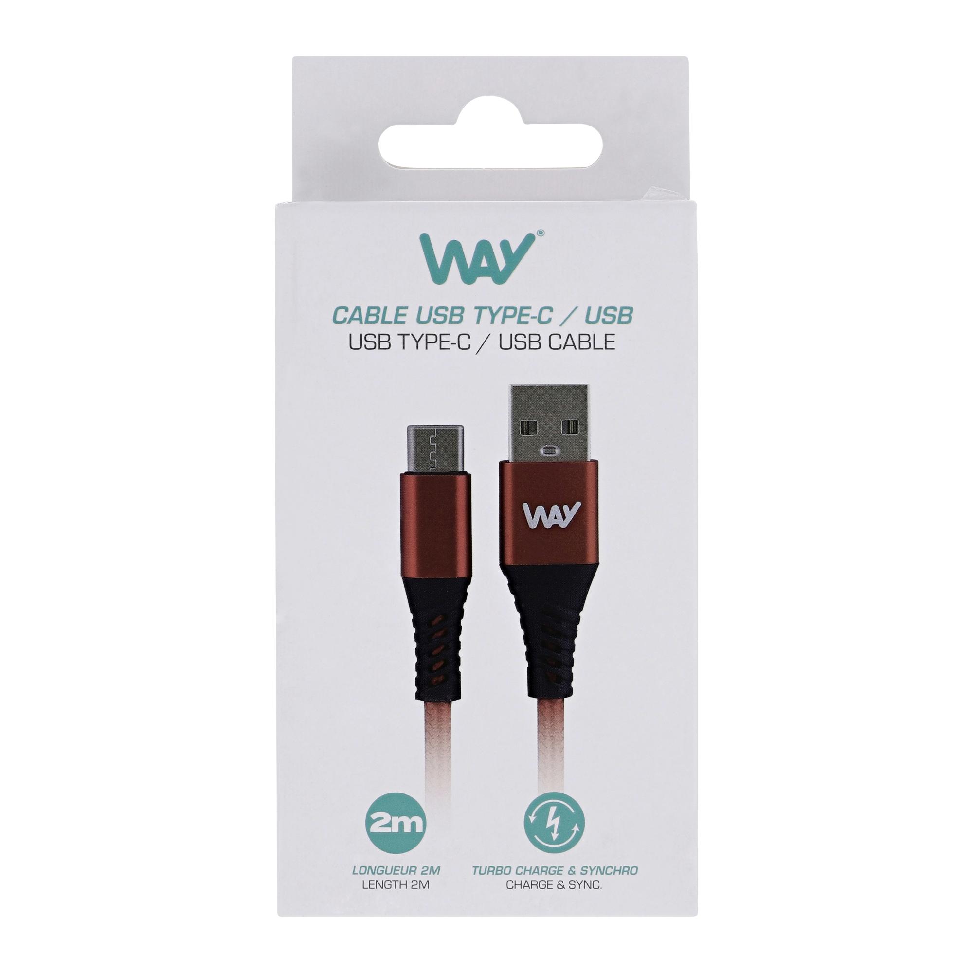 TNB WAY - Cable de carga y sincronización USB/USB-C de 2 m - Rojo
