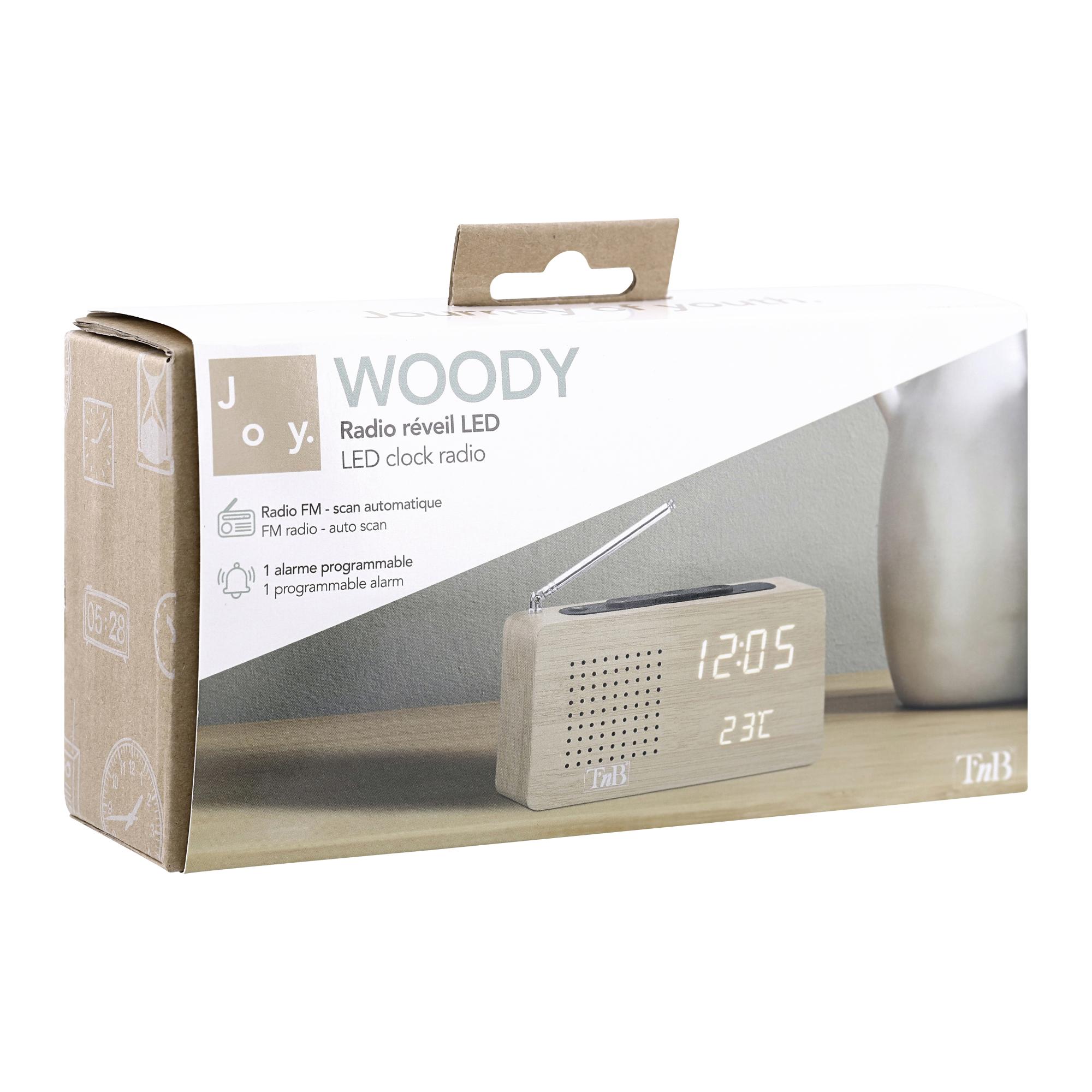 TNB JOY - Radio despertador LED FM - efecto madera