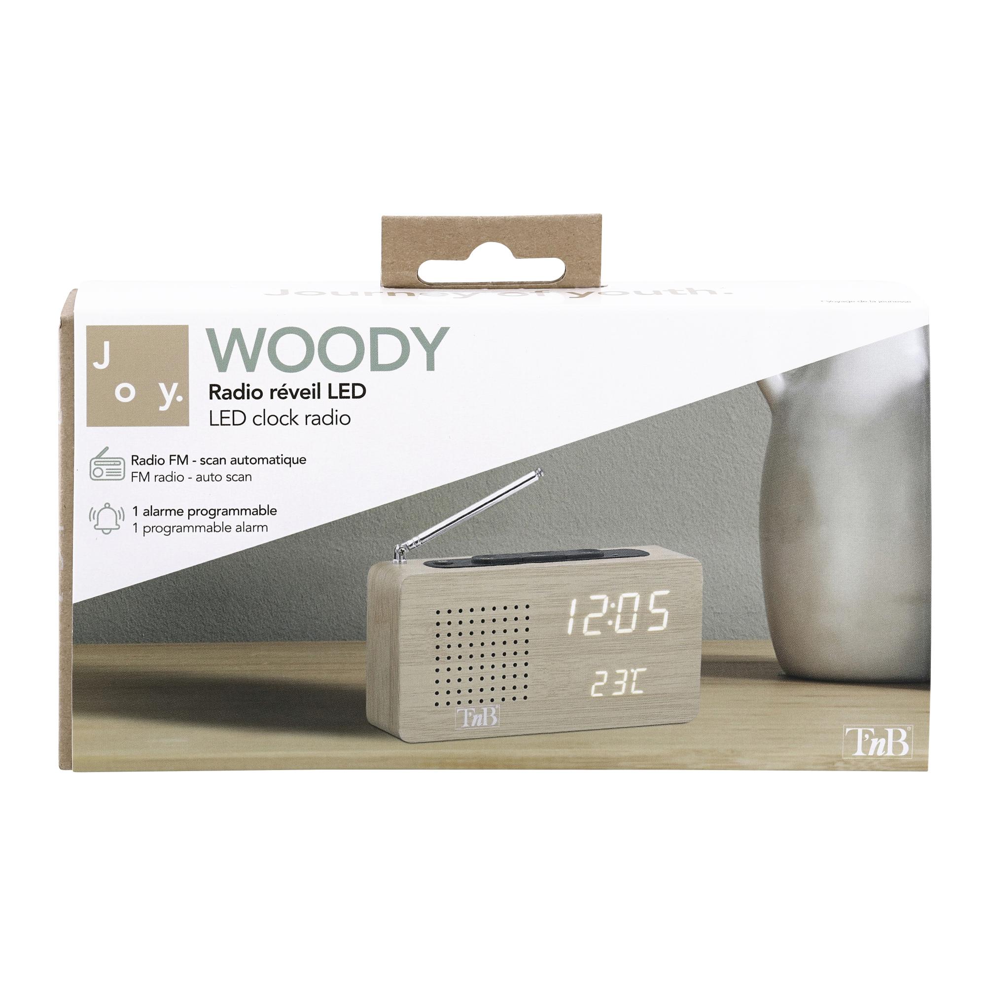 TNB JOY - Radio despertador LED FM - efecto madera