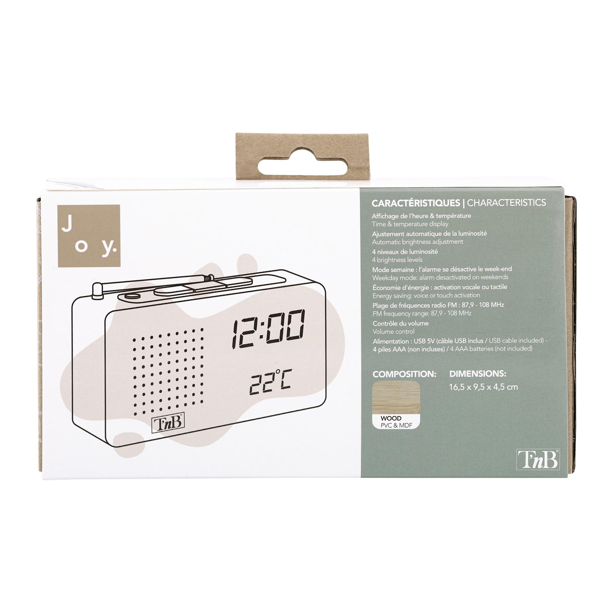 TNB JOY - Radio despertador LED FM - efecto madera