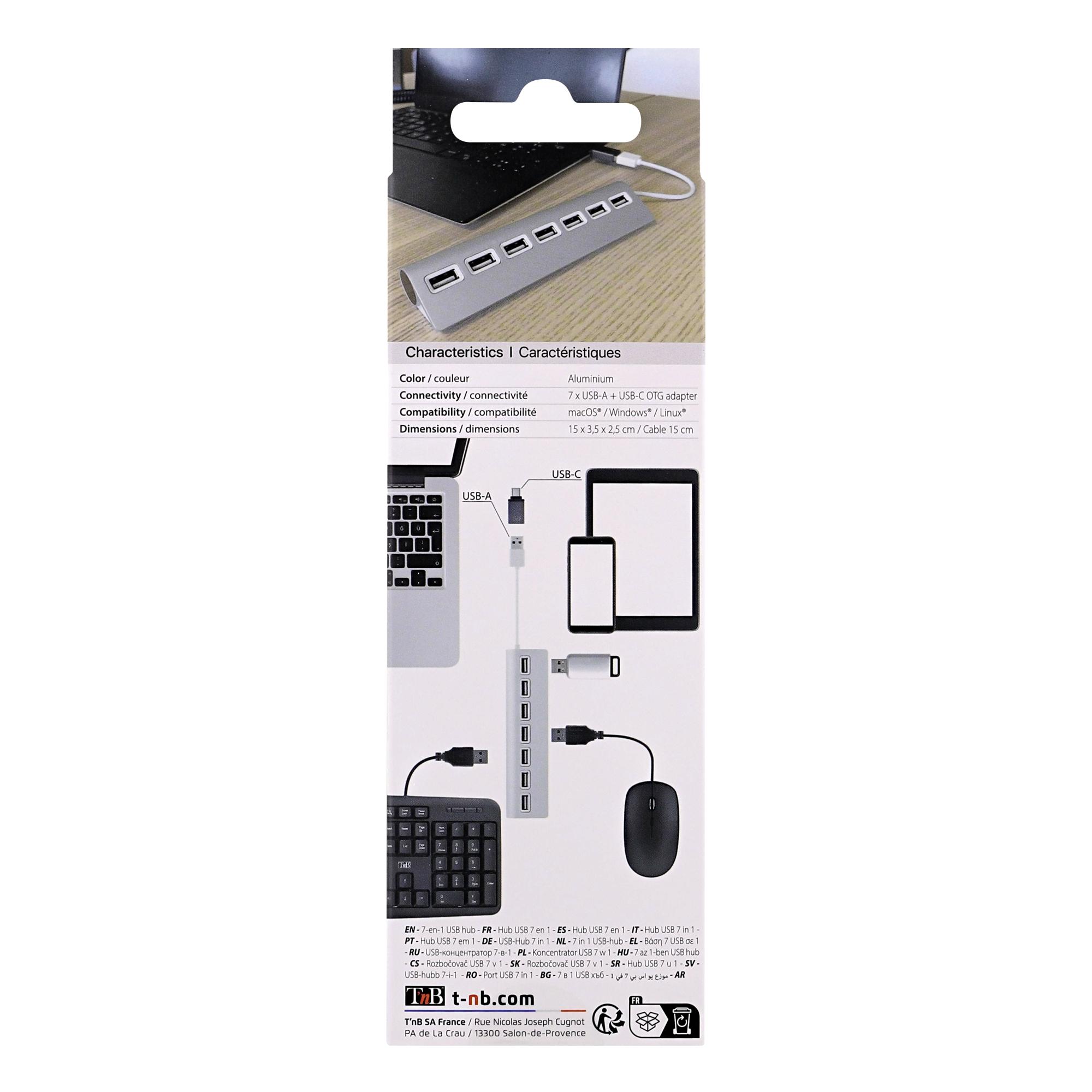 TNB HUB de 7 puertos USB-A 2.0 - aluminio