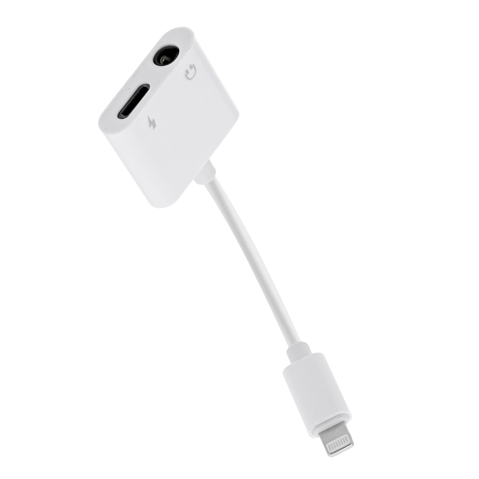 TNB WAY - Adaptador Lightning a jack de 3,5 mm hembra + Lightning hembra - blanco