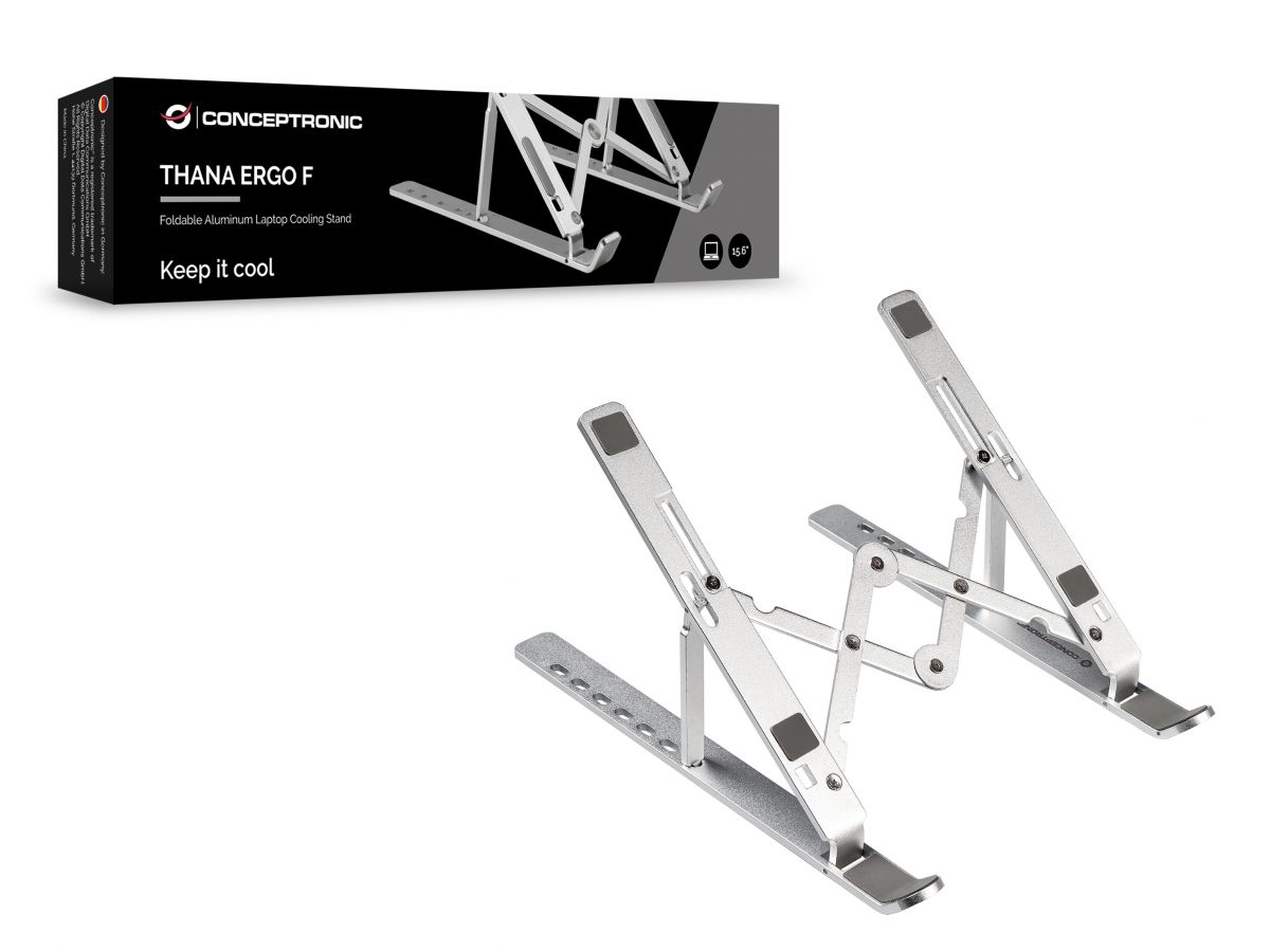 CONCEPTRONIC Soporte de refrigeracion para portatil plegable de aluminio