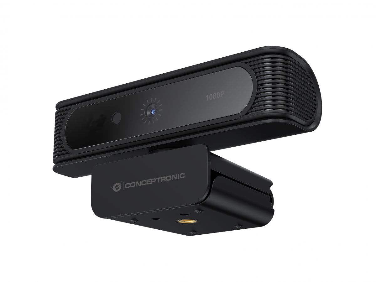 CONCEPTRONIC AMDIS09B Webcam 1080p con reconocimiento facial de Windows Hello