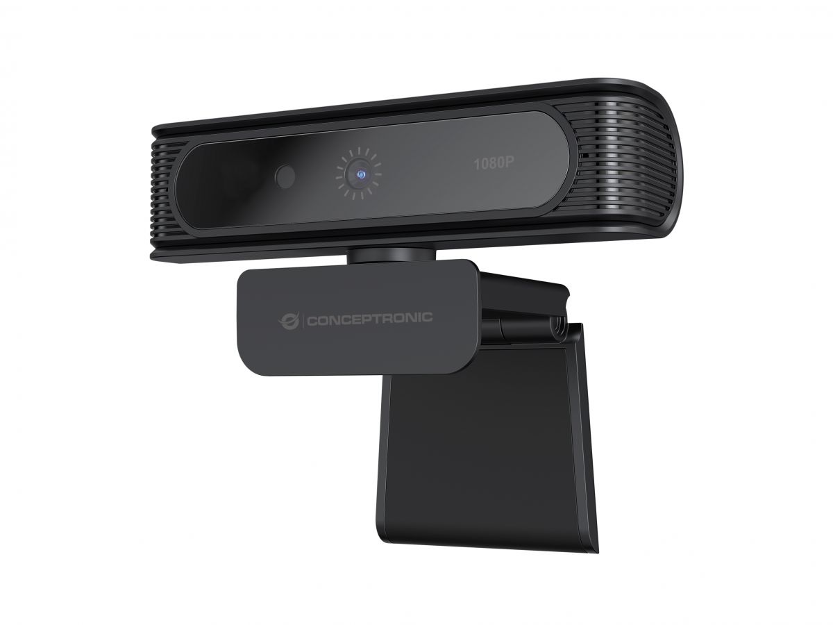 CONCEPTRONIC AMDIS09B Webcam 1080p con reconocimiento facial de Windows Hello