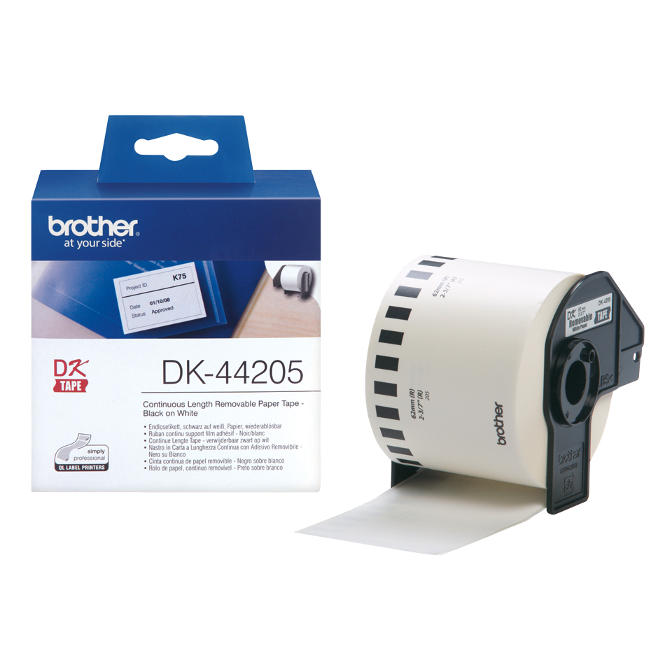 BROTHER Rollo de Papel Continuo Removible Blanco 62mm x 30,48m