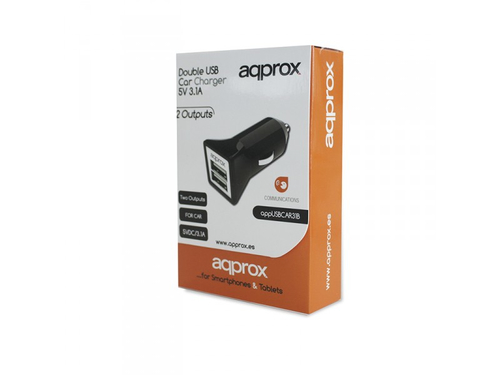 APPROX Cargador Doble USB para Coche (Negro)