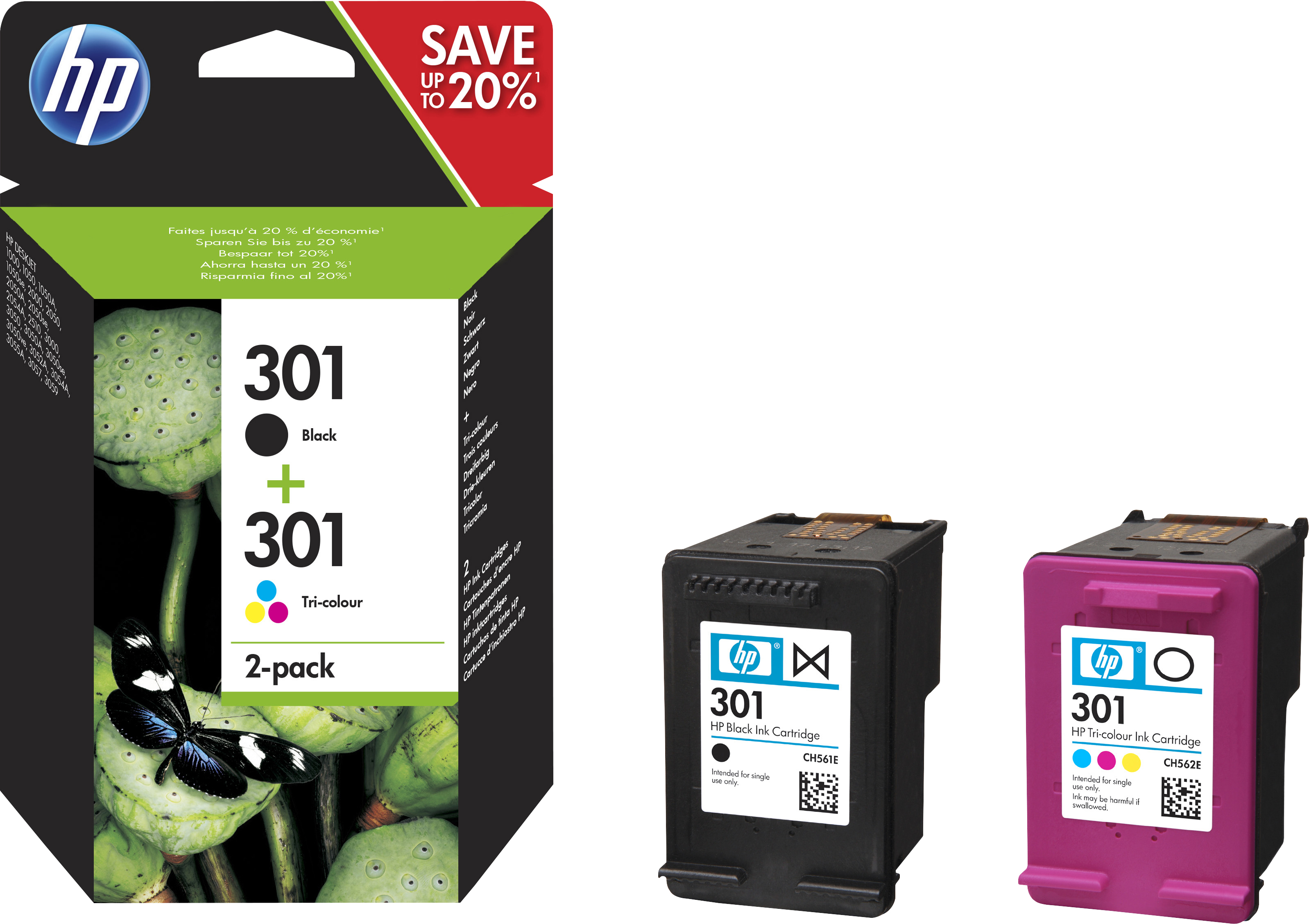 HP nº301 Pack 2 Cartuchos (Negro/Tricolor)