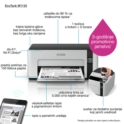 EPSON Impresora monocromo EcoTank ET-M1120