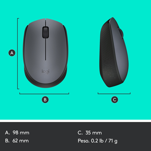 LOGITECH Raton m170 optico wireless gris