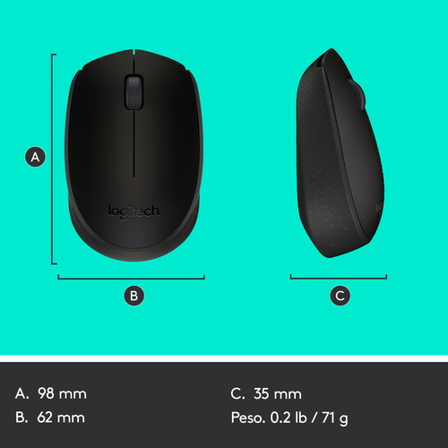 LOGITECH Raton m171 optico wireless negro