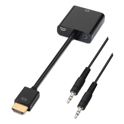 AISENS - CONVERSOR HDMI A SVGA+AUDIO, HDMI A/M-SVGA/H+JACK 3.5/H, NEGRO, 10CM+1.0M
