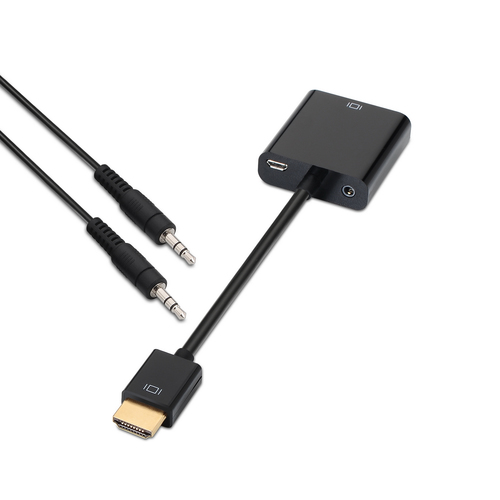 AISENS - CONVERSOR HDMI A SVGA+AUDIO, HDMI A/M-SVGA/H+JACK 3.5/H, NEGRO, 10CM+1.0M