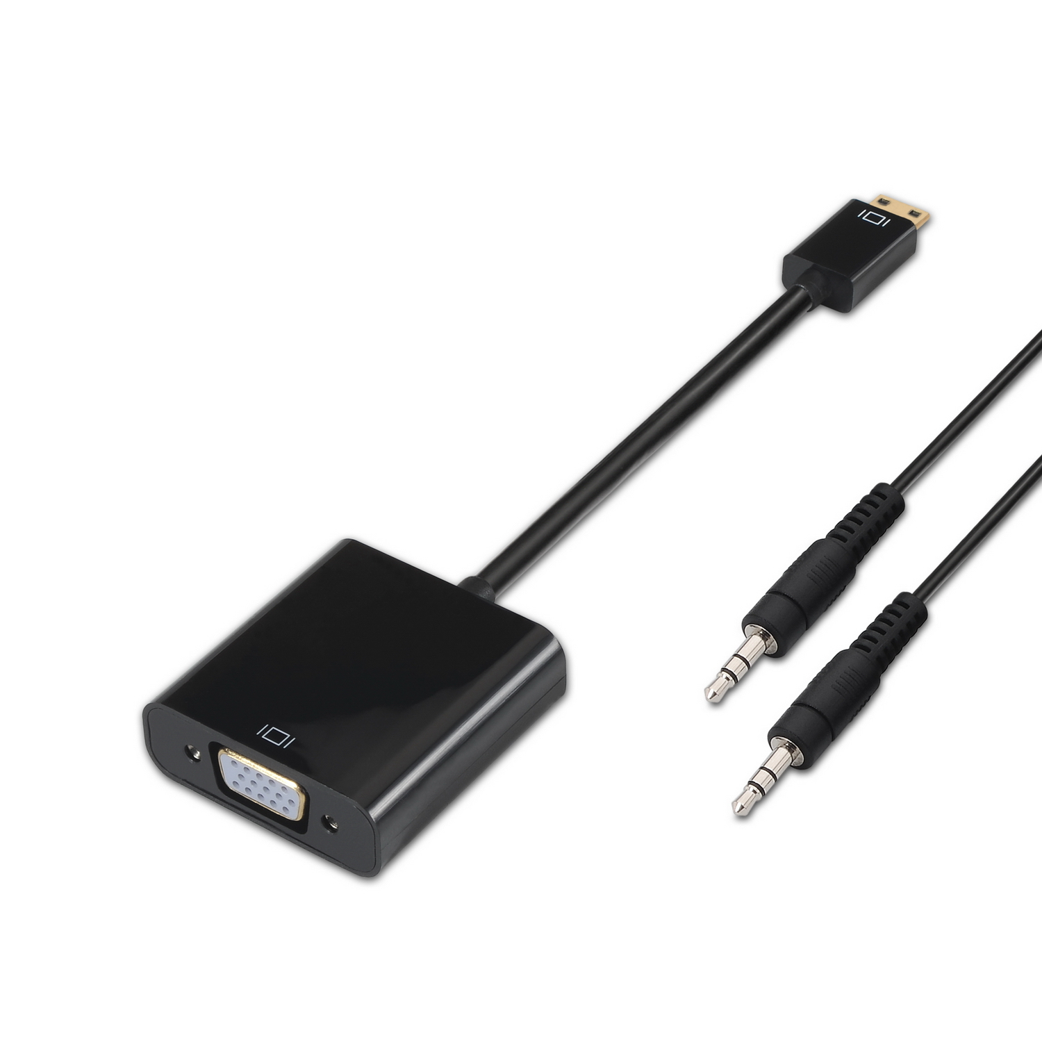 AISENS - CONVERSOR MINI HDMI A SVGA+AUDIO, HDMI C/M-SVGA/H+JACK 3.5/H, NEGRO, 10CM+1.0M