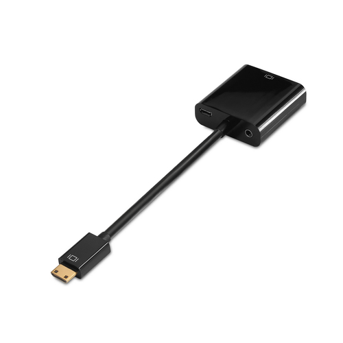 AISENS - CONVERSOR MINI HDMI A SVGA+AUDIO, HDMI C/M-SVGA/H+JACK 3.5/H, NEGRO, 10CM+1.0M