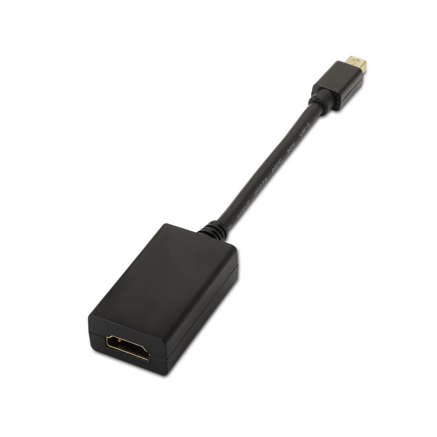 AISENS - CONVERSOR MINI DP A HDMI, MDP/M-HDMI A/H, NEGRO, 15CM