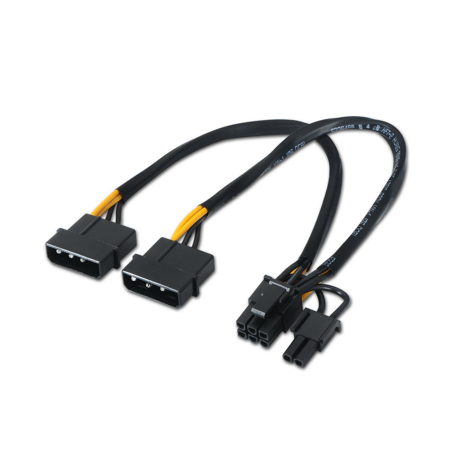 AISENS - CABLE TARJETA GRaFICA, 2XMOLEX 4PIN/M-PCI-E(MOLEX 6+2PIN)/M, 20CM