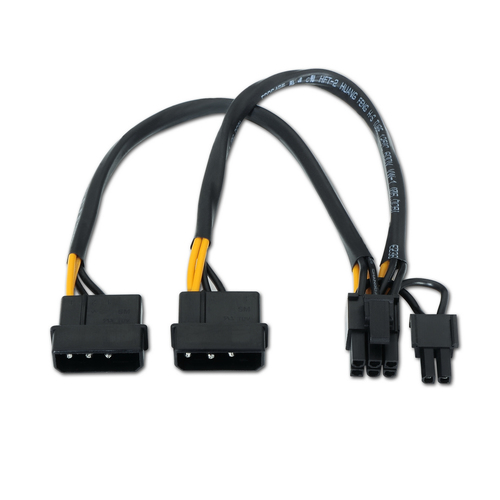 AISENS - CABLE TARJETA GRaFICA, 2XMOLEX 4PIN/M-PCI-E(MOLEX 6+2PIN)/M, 20CM