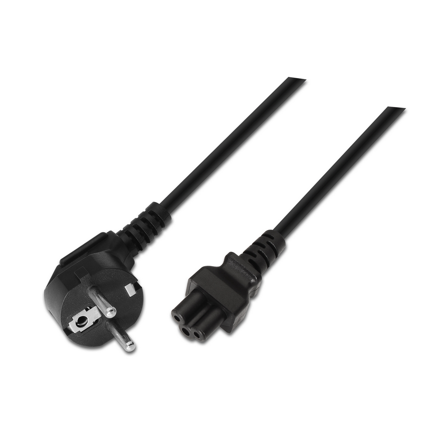 AISENS - CABLE ALIMENTACION TREBOL,CEE7 ACODADO/M-C5/H, NEGRO, 1.5M