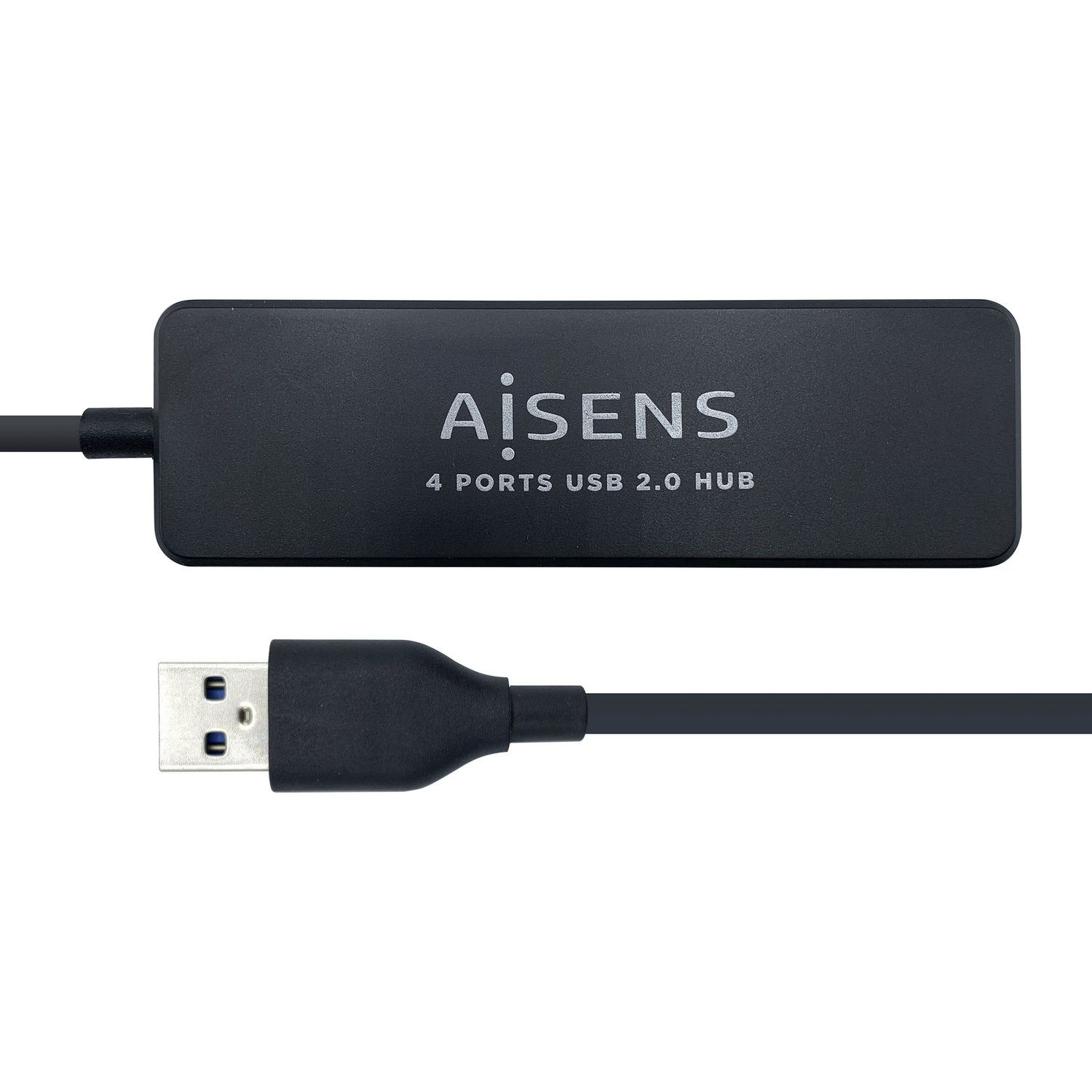 AISENS - HUB USB 2.0, TIPO A/M-4XTIPO A/H, NEGRO, 30CM