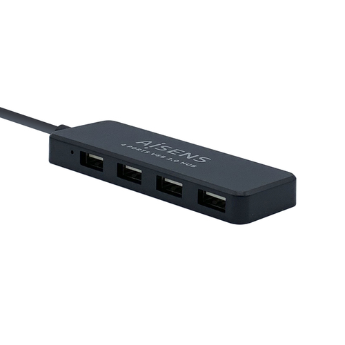 AISENS - HUB USB 2.0, TIPO A/M-4XTIPO A/H, NEGRO, 30CM