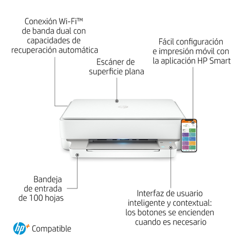 HP multifuncion inkjet ENVY 6022e (Opcion HP+ solo consumible original, cuenta HP, conexion)