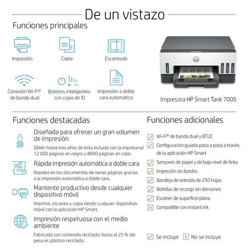 HP multifuncion inkjet Smart Tank 7005
