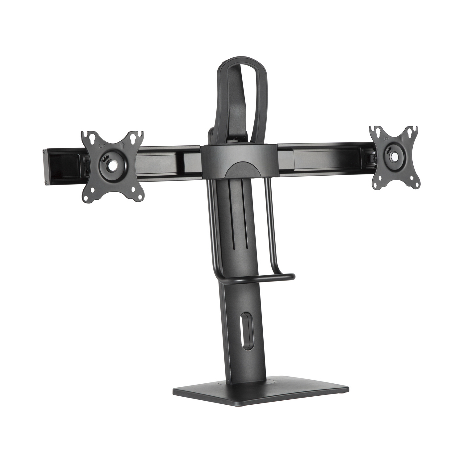 AISENS - SOPORTE DE MESA PRO CONTRAPESO GIRATORIO E INCLINABLE PARA 2 MONITORES 6KG DE 17-27, NEGRO