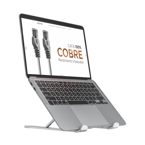 AISENS Soporte de sobremesa ajustable para Portatil / Tablet, PLATA