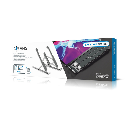 AISENS Soporte de sobremesa ajustable para Portatil / Tablet, PLATA