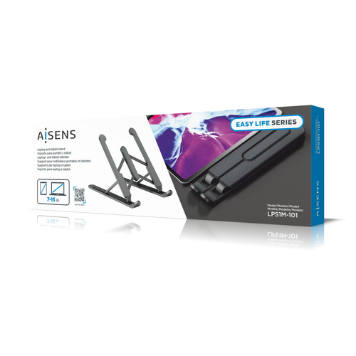 AISENS Soporte de sobremesa ajustable para Portatil o Tablet, GRIS Oscuro