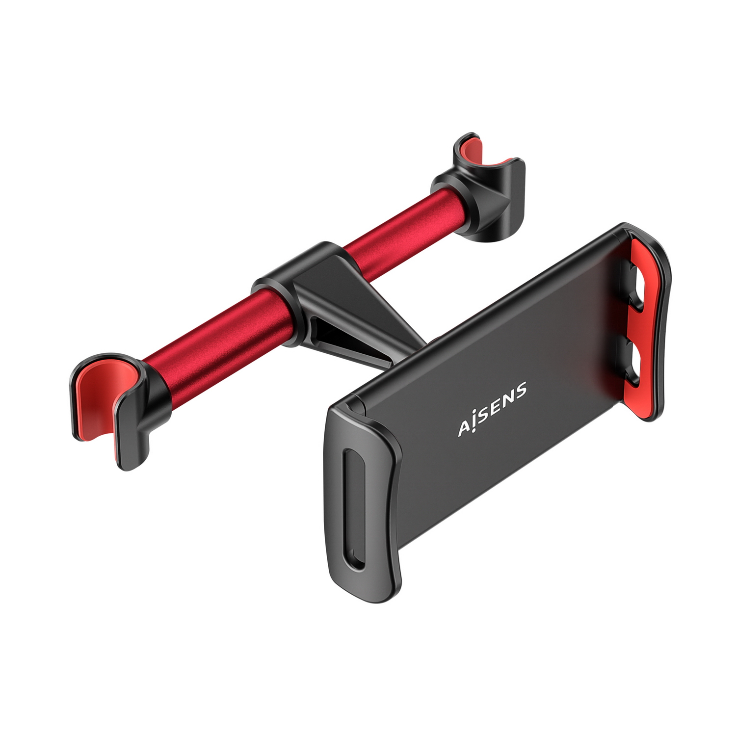 AISENS - SOPORTE COCHE AJUSTABLE (1 PIVOTE) PARA REPOSACABEZAS PARA TELEFONO / TABLET, ROJO
