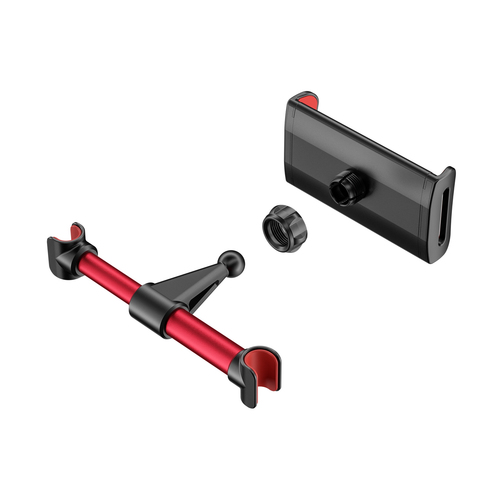 AISENS - SOPORTE COCHE AJUSTABLE (1 PIVOTE) PARA REPOSACABEZAS PARA TELEFONO / TABLET, ROJO