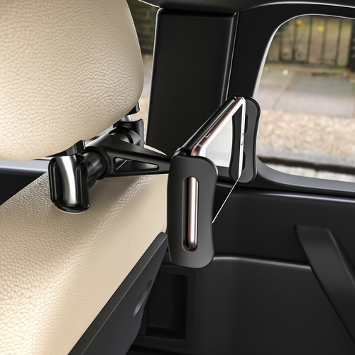 AISENS - SOPORTE COCHE AJUSTABLE (1 PIVOTE) PARA REPOSACABEZAS PARA TELEFONO / TABLET, NEGRO