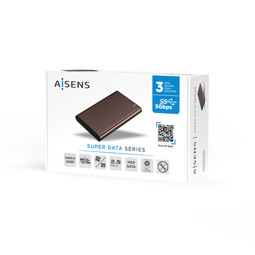 AISENS CAJA EXTERNA 2,5" ASE-2525BWN 9.5MM SATA A USB 3.0/USB3.1 GEN1, MARRON